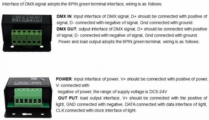 DC5v 24v Dmx a Spi Pixel Decoder 3 pin per il controllo della striscia LED Rgb 0